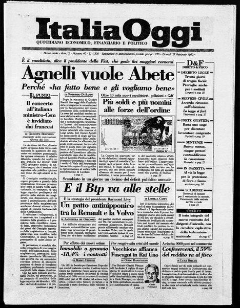 Italia oggi : quotidiano di economia finanza e politica